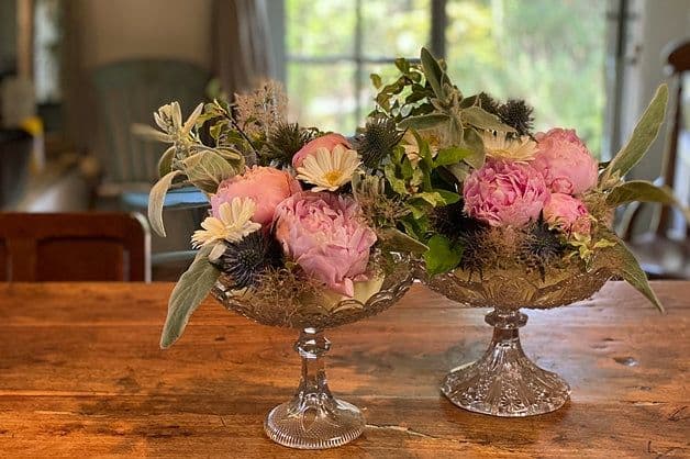 アンティーク美品　1940〜1950年代　イギリス　ガラス製　コンポート