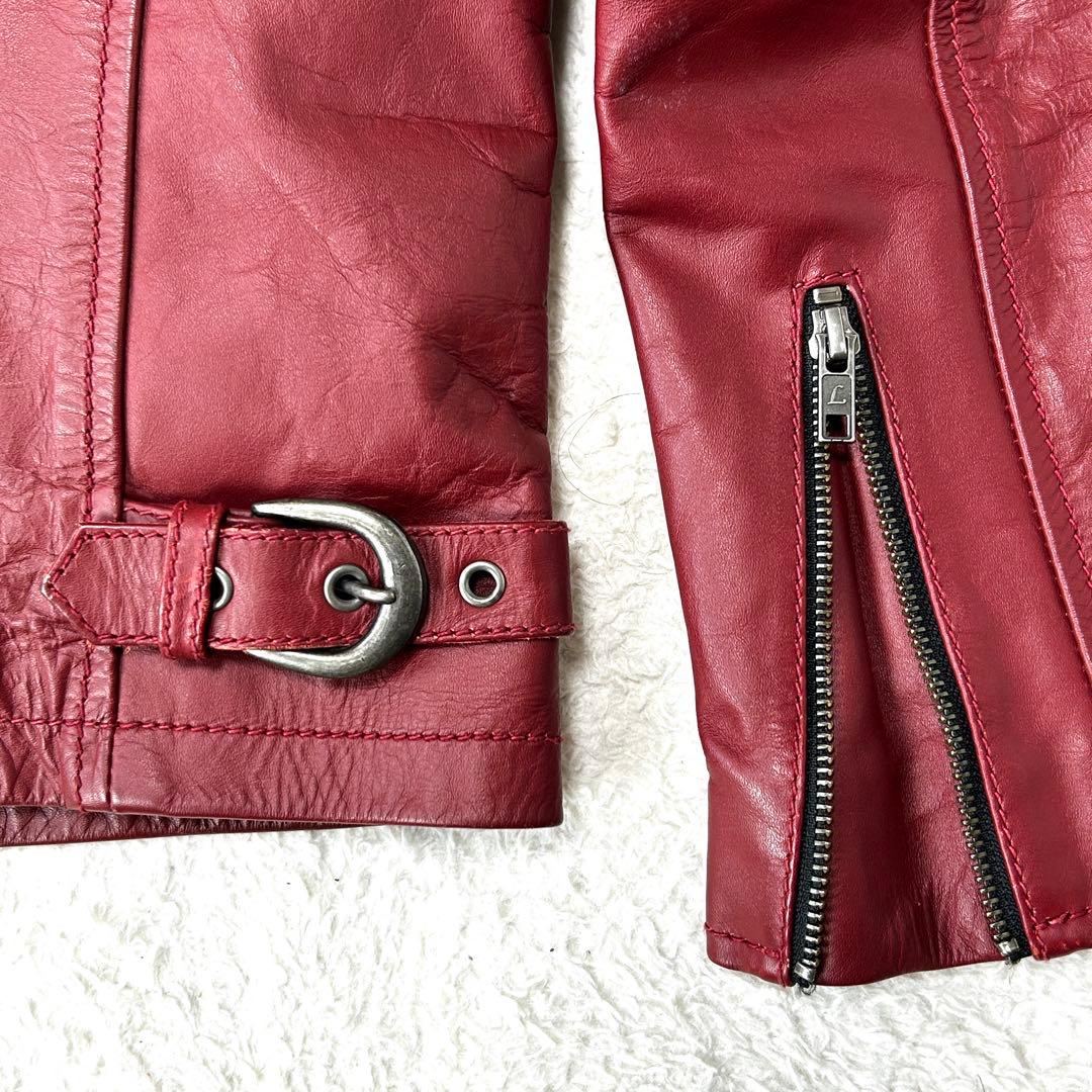 Liugoo Leathers シングルライダース 牛革 脱着ライナー 赤 M