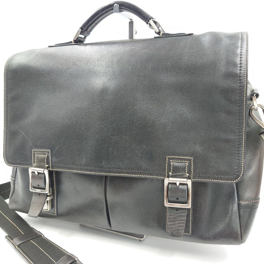 COACH オールドコーチ ビジネスバッグ 2way レザー 黒 トンプソン