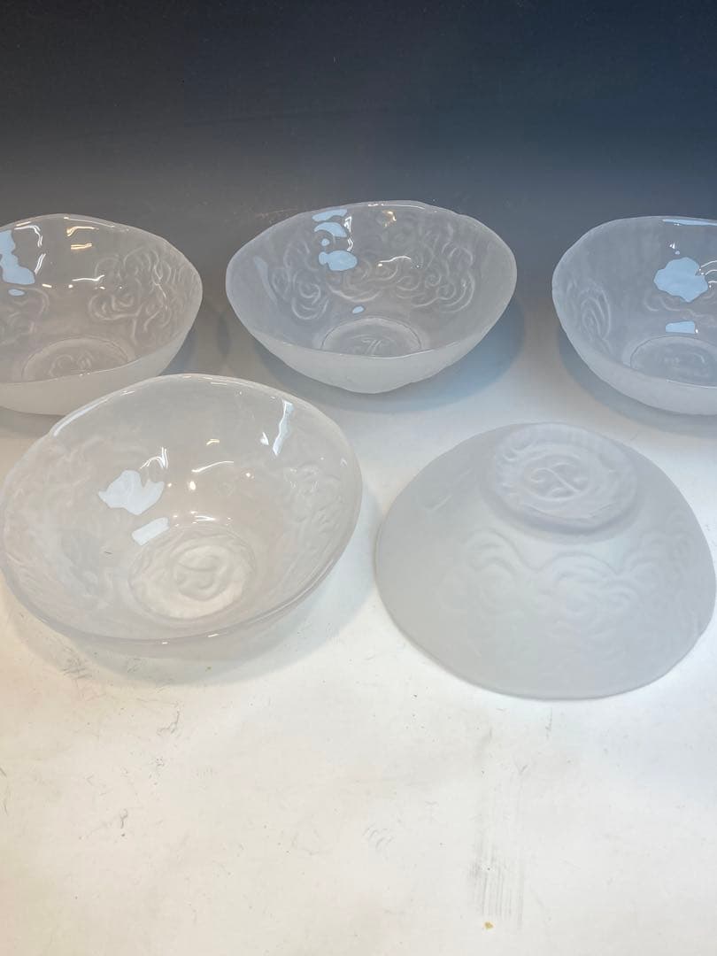 坂田甚内 作 ガラス鉢５客組 箱なし 幅15.6cm