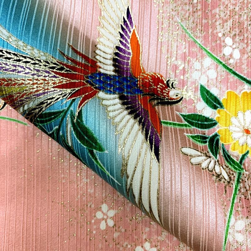 510ag69着物のみ□七五三 七歳 女児 着物 金彩 鳳凰 花□美品