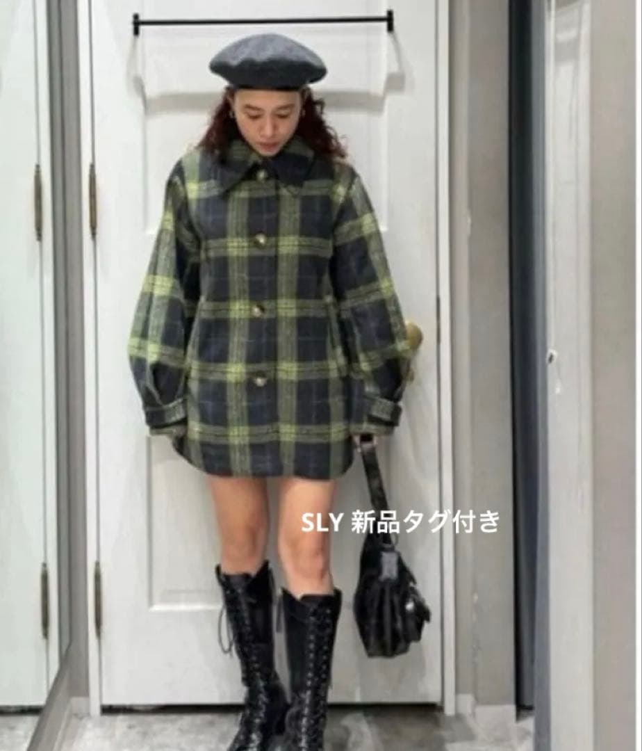 あがさ SLY オーバー ミディ チェック コート 新品タグ付き