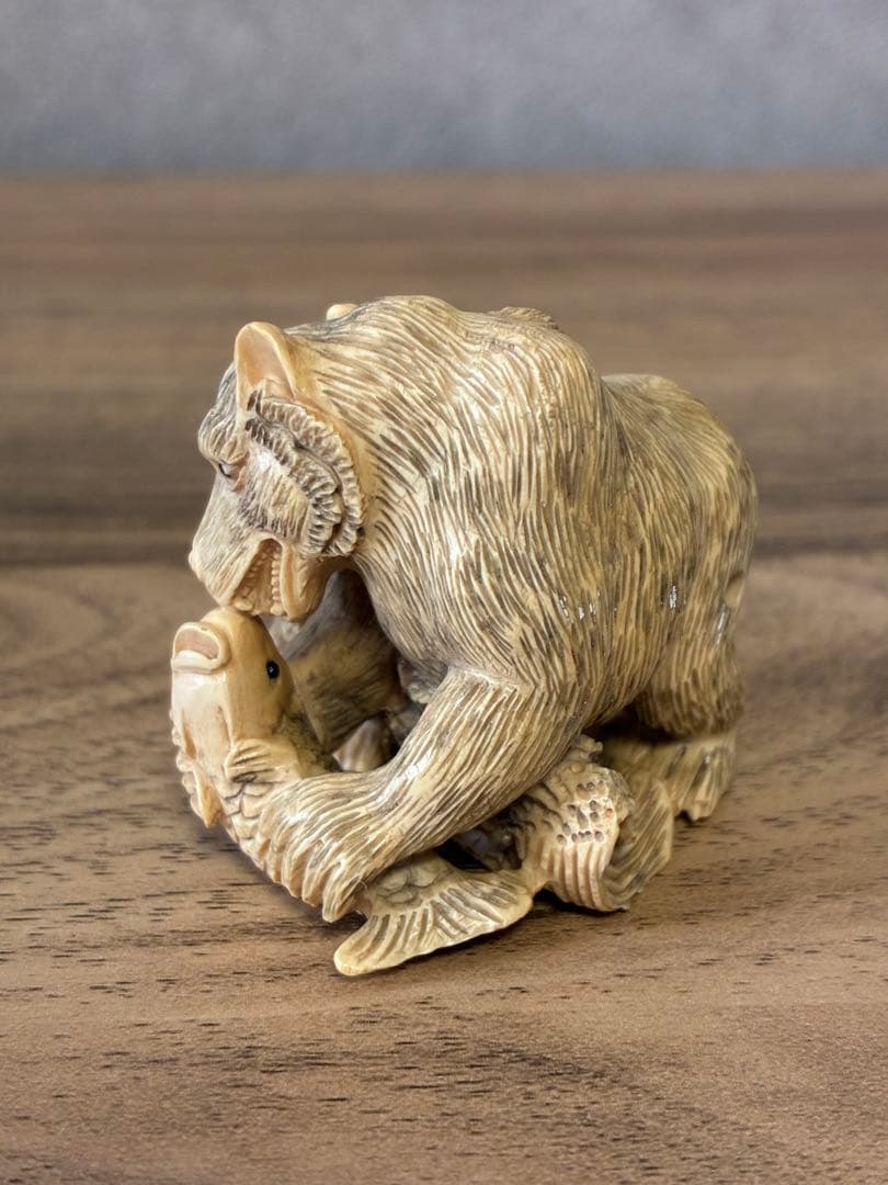 熊の親子　根付け