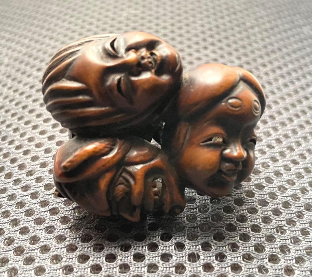 五面散らし 根付 無銘