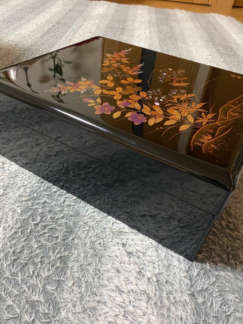 会津塗り漆器 文箱 (大) 金箔装飾