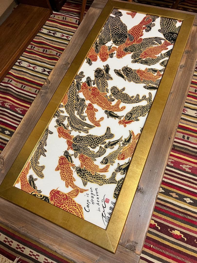 【日本製】黄金の手ぬぐい額縁（ゴールド）UVカットアクリル板仕様【岐阜の木工屋】