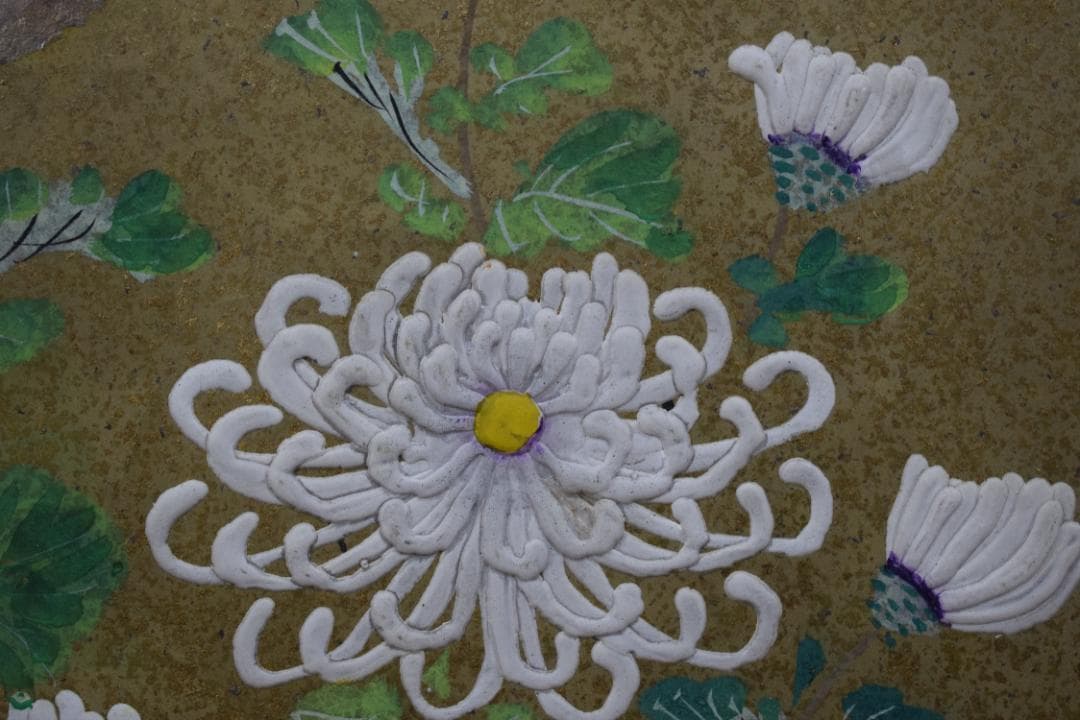 【模写】伊藤若冲/菊図/屏風ハガシ/六曲用マクリです/掛軸☆宝船☆Z-369