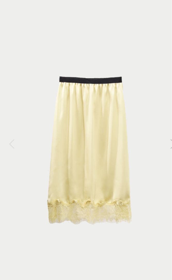 machatt マチャット　レースサテンスカート　イエローベージュ