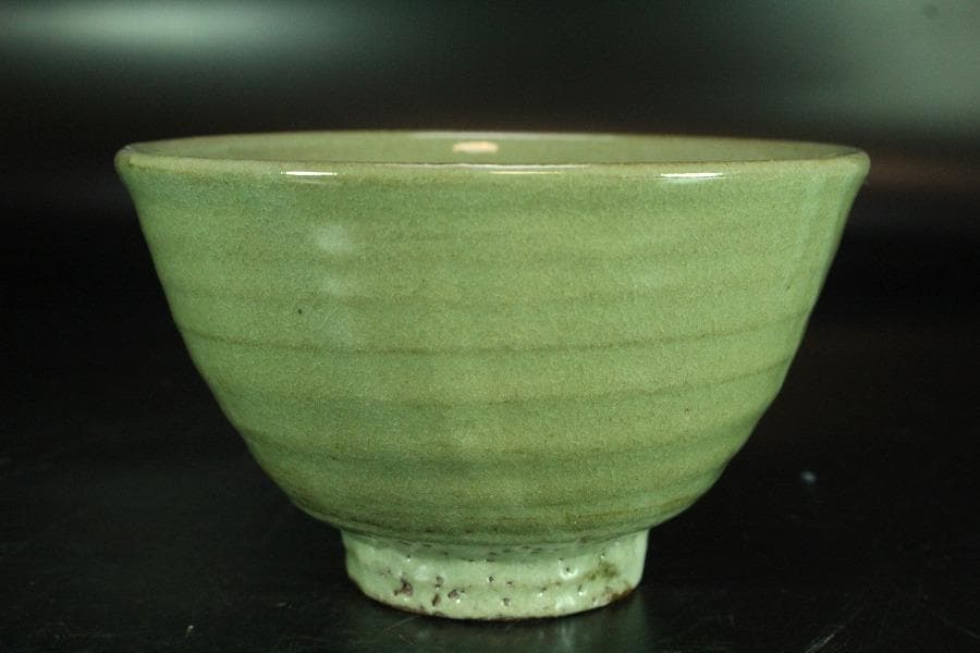 茶道具 原清和作 青井戸 茶碗 美品 共箱(K-YC432)