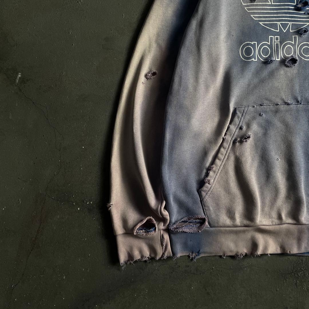 y2k“broken”超フェード“ターコイズ”2XO“boro hoodie