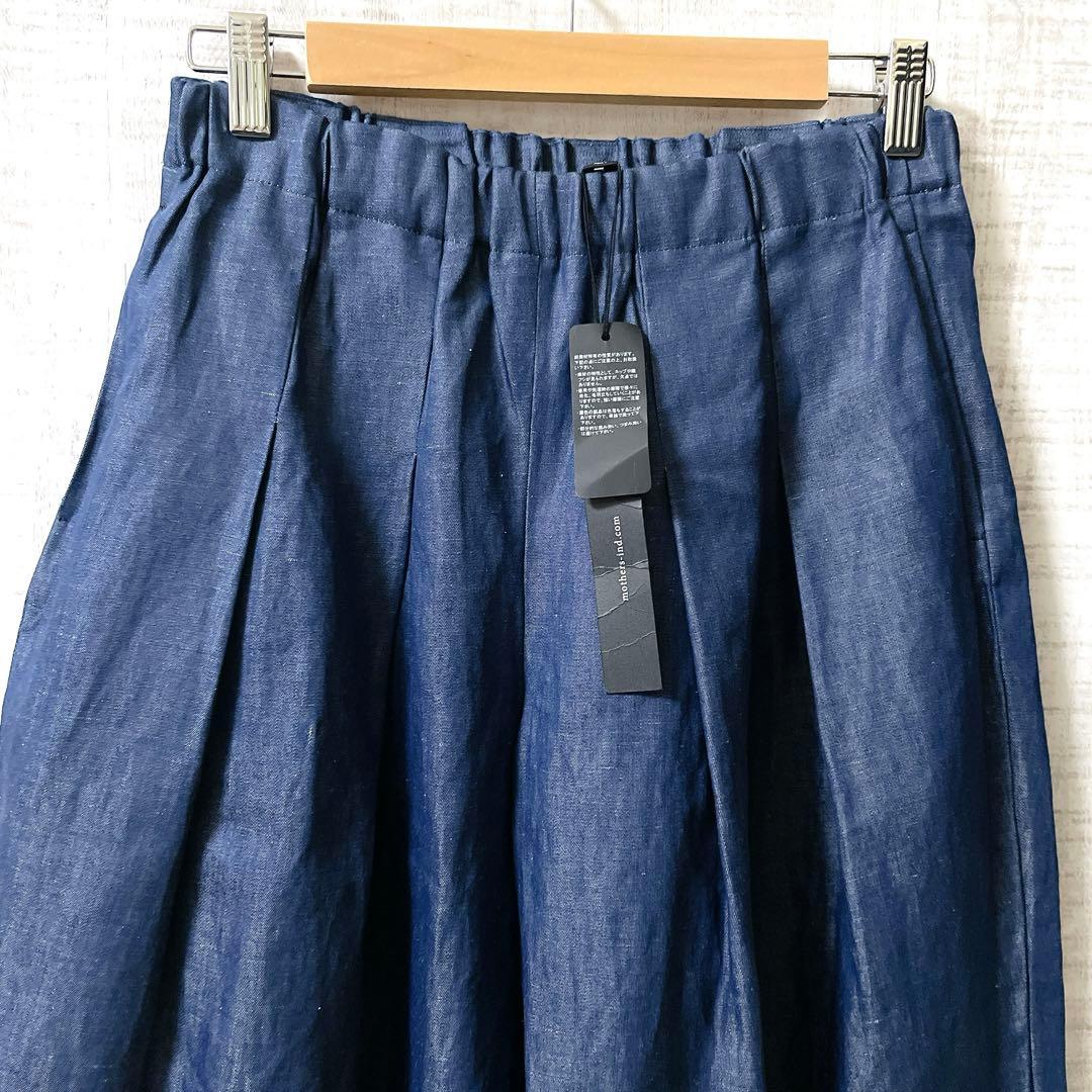 【新品】 ミズイロインド リネン ガウチョ バルーン ワイド パンツ プリーツ
