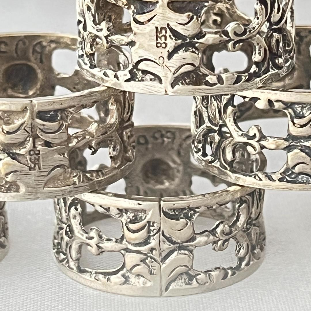 【ALBO】 薔薇のナプキンリング 6個【純銀】ヒルデスハイムローズ ケース