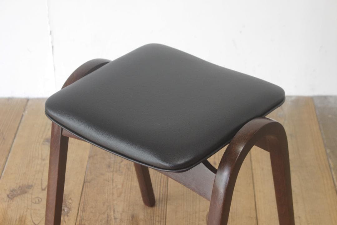 秋田木工 剣持勇 座面張り替え済み スツール No.202 レトロ 椅子 2