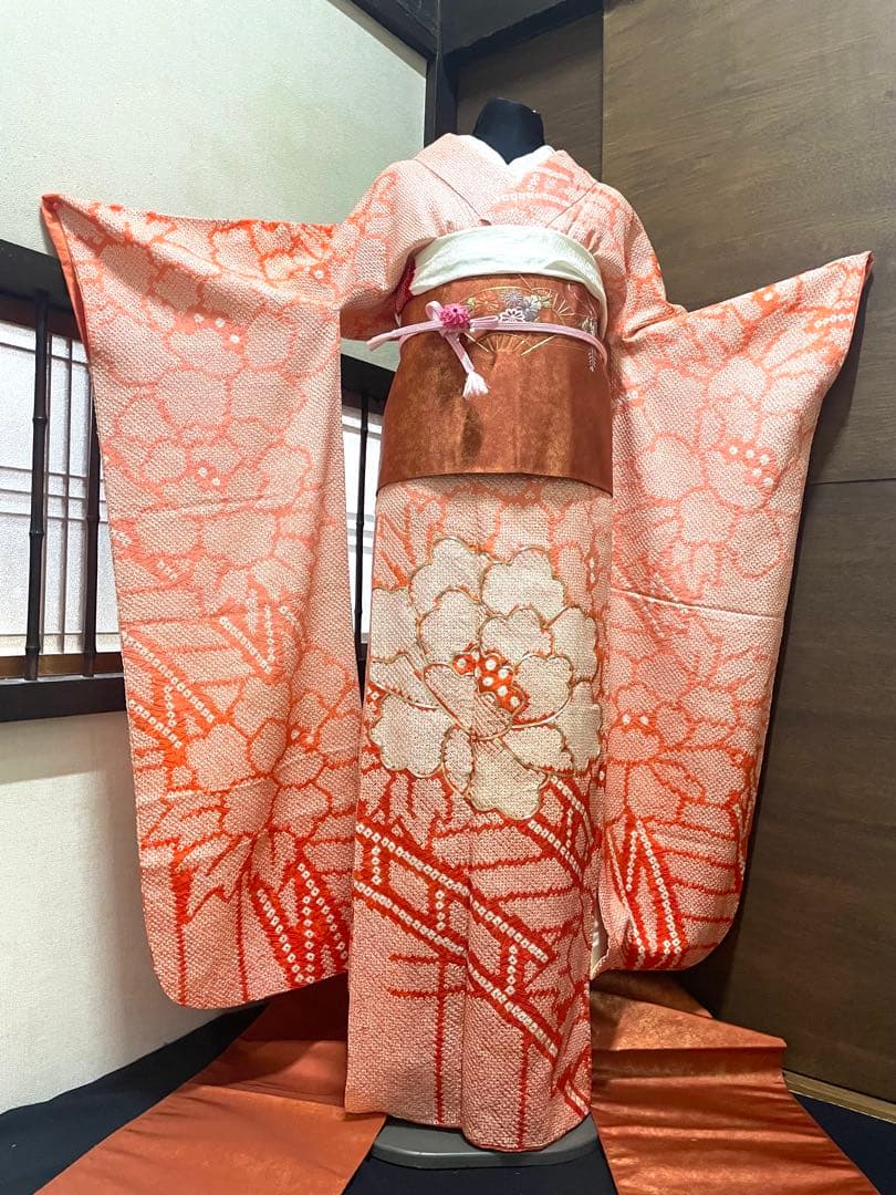 振袖フルセット5点M〜L総絞りやまと銀駒刺繍11800円売り切り終了