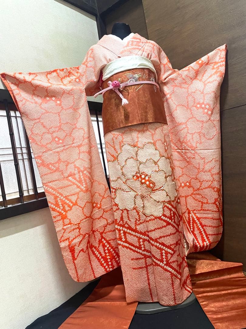 振袖フルセット5点M〜L総絞りやまと銀駒刺繍11800円売り切り終了