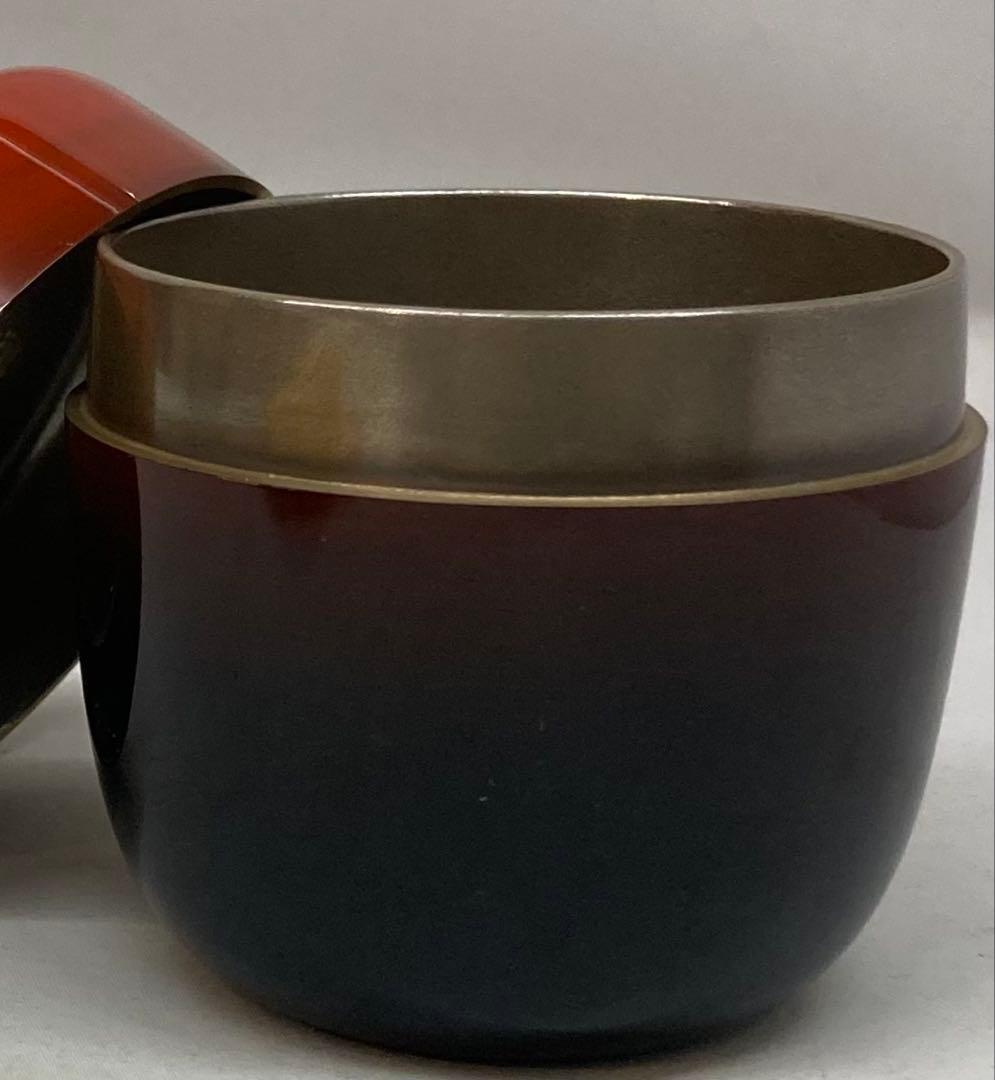 B256h 「棗　曙」若島孝雄作　共布共箱　内銀粉溜塗　福寿草蒔絵　新年　茶道具