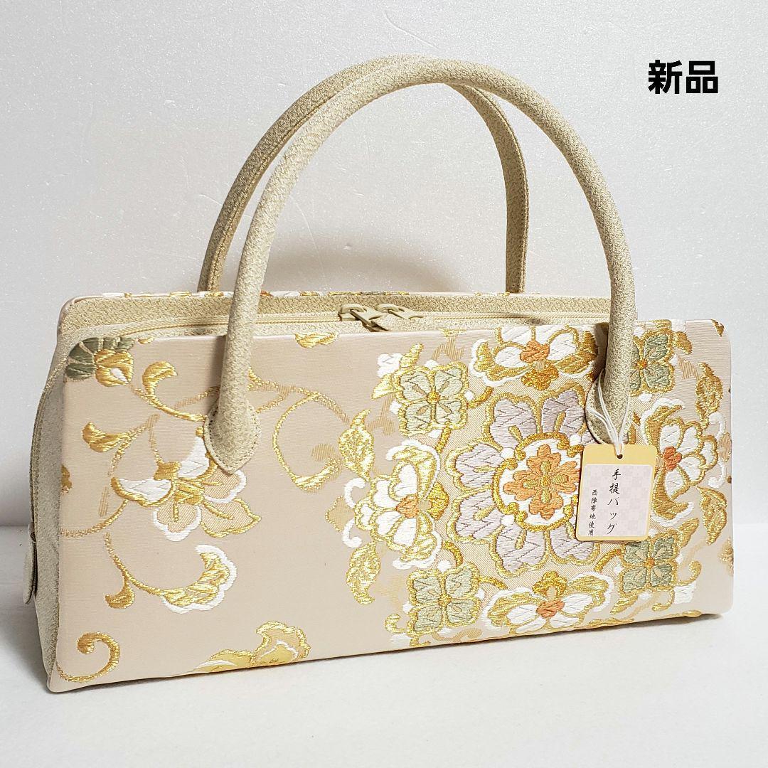 (3101)新品 正絹 利休バッグ 日本製 西陣織 帯地 和装用 あおりバッグ