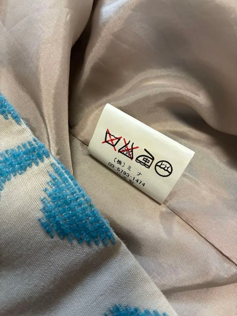 ミナペルホネン❗️フレアスカート アイボリー×青、刺繍‼️