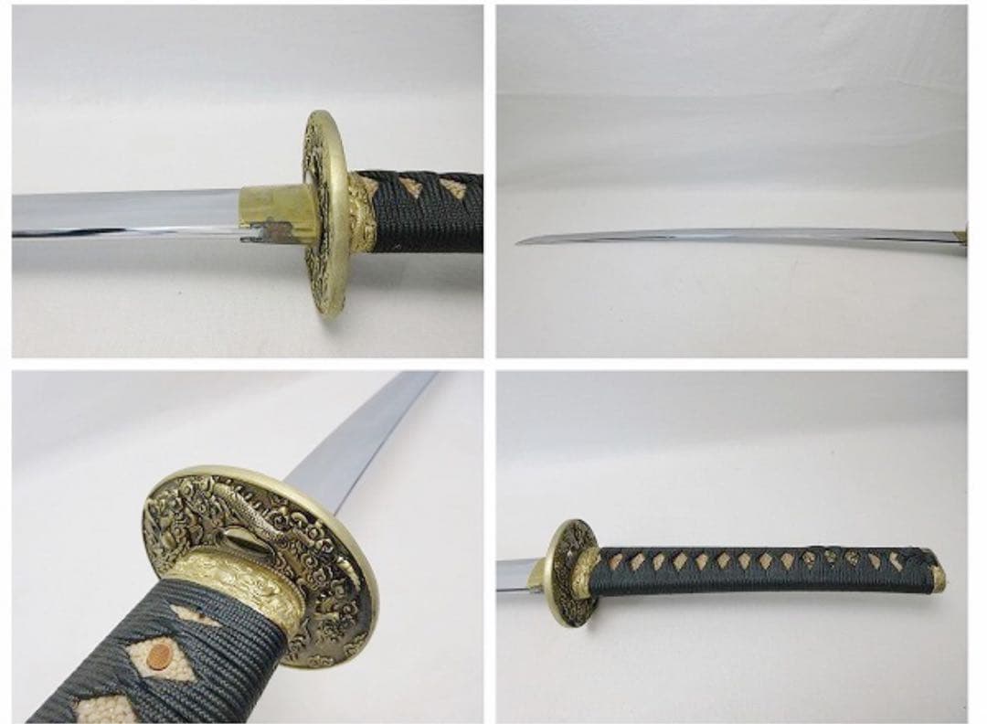 時代武具 居合刀 本漆塗 うるみ 雲龍図揃 模造刀 大太刀小太刀 一對 仕舞袋