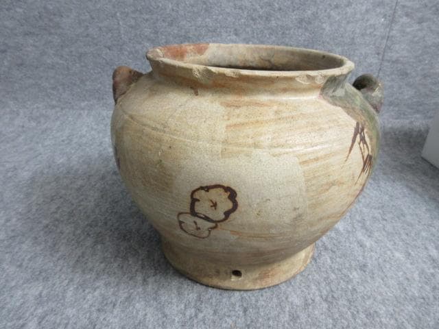 江戸中期明和古織部耳付き壷 [B27386]