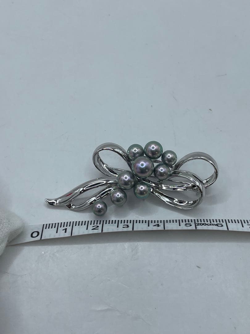 TASAKI 田崎真珠　黒真珠silverブローチ　S刻印