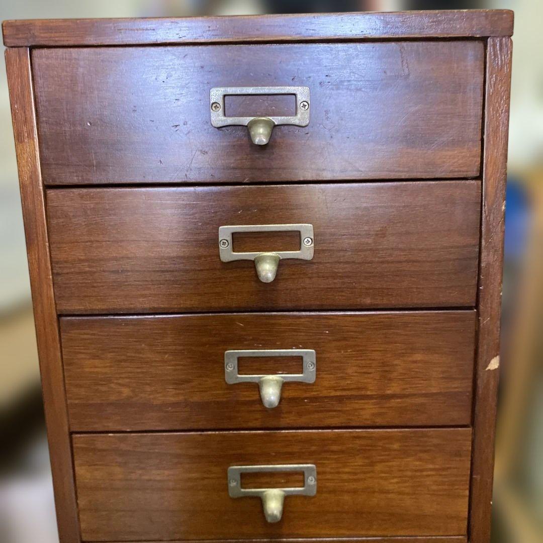 木製　書類棚　箪笥　タンス　レトロ　コロ付き　 G7821