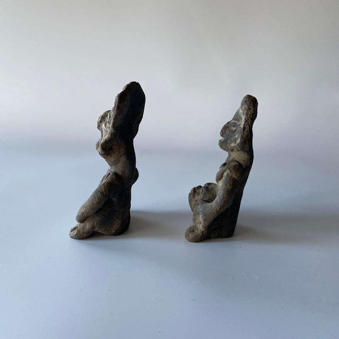 メキシコ 土製人物像 一対 プリミティブアート 中米系 土偶 人物像 ペア