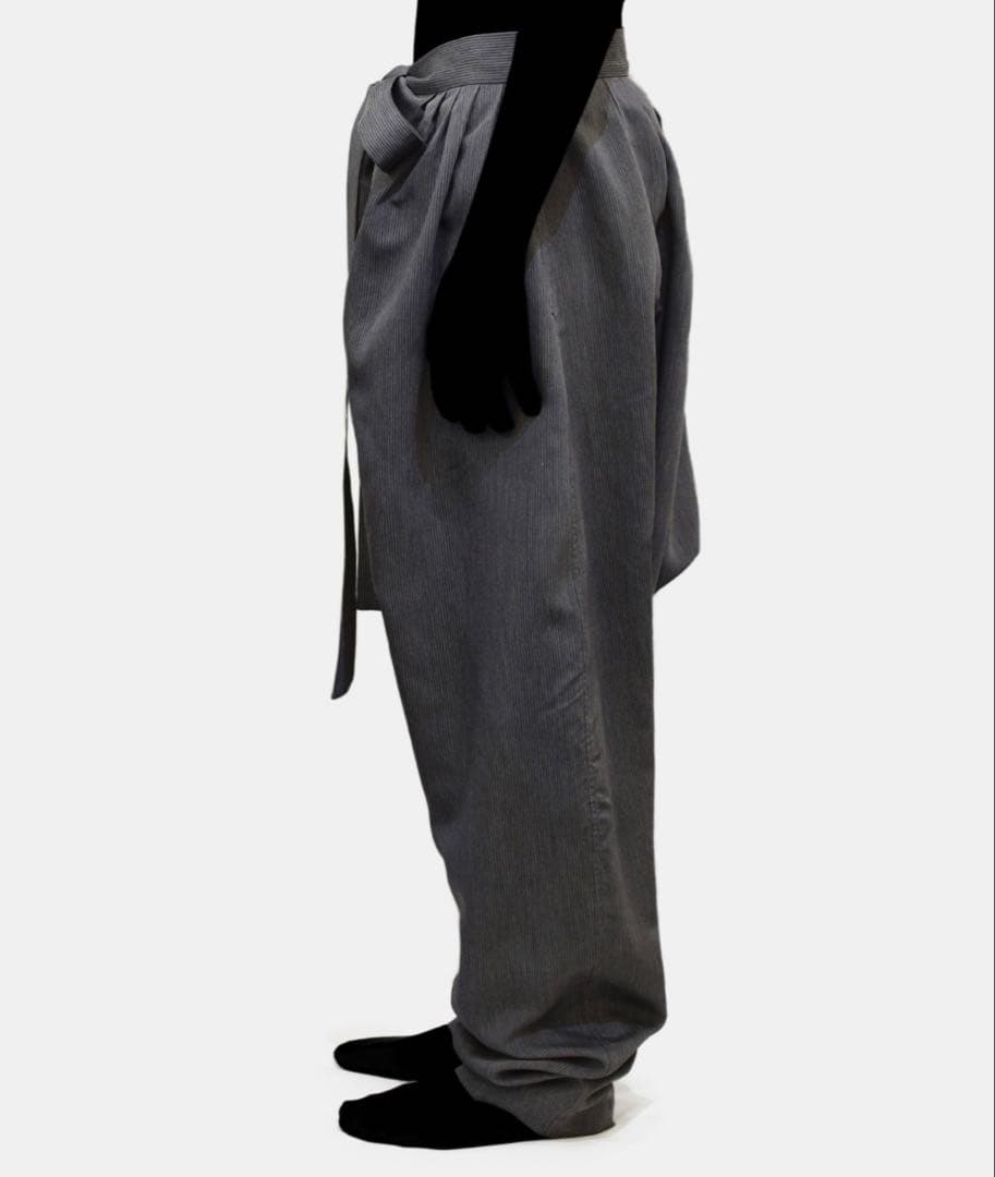 hed Mayer ヘドメイナー グレー リボン付き サルエルパンツ