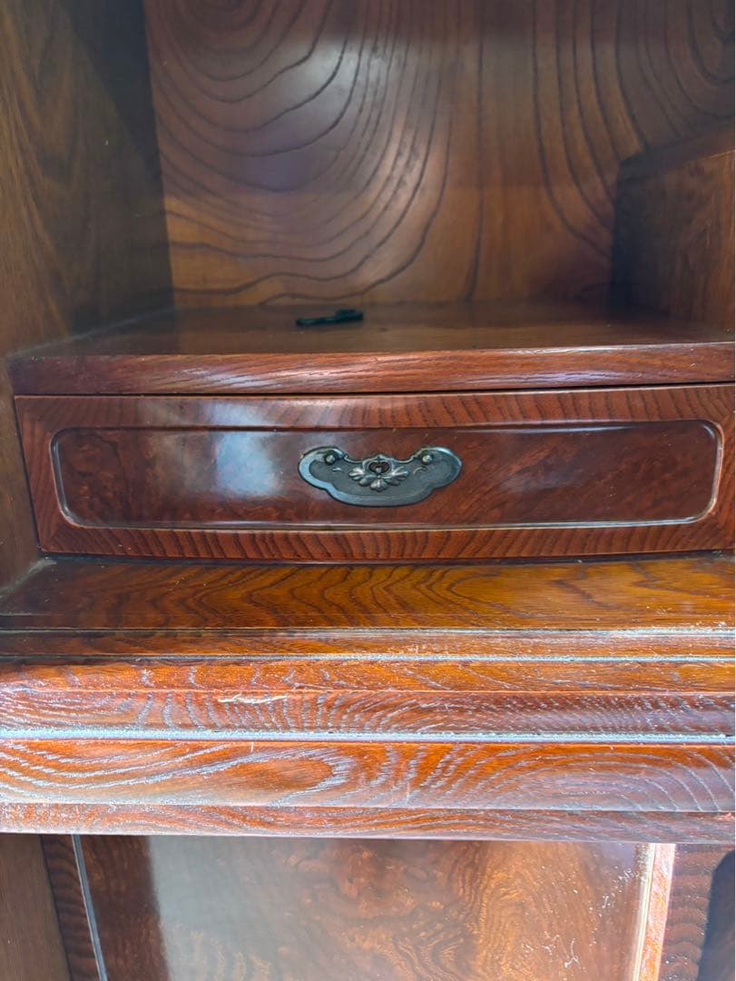 和茶箪笥　和茶タンス　高級　和家具　日本製　アンティーク　昭和レトロ　ガラス戸