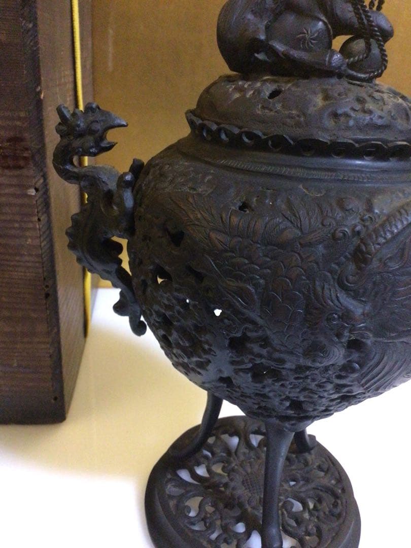 香炉 高さ約26センチ 時代木箱付き