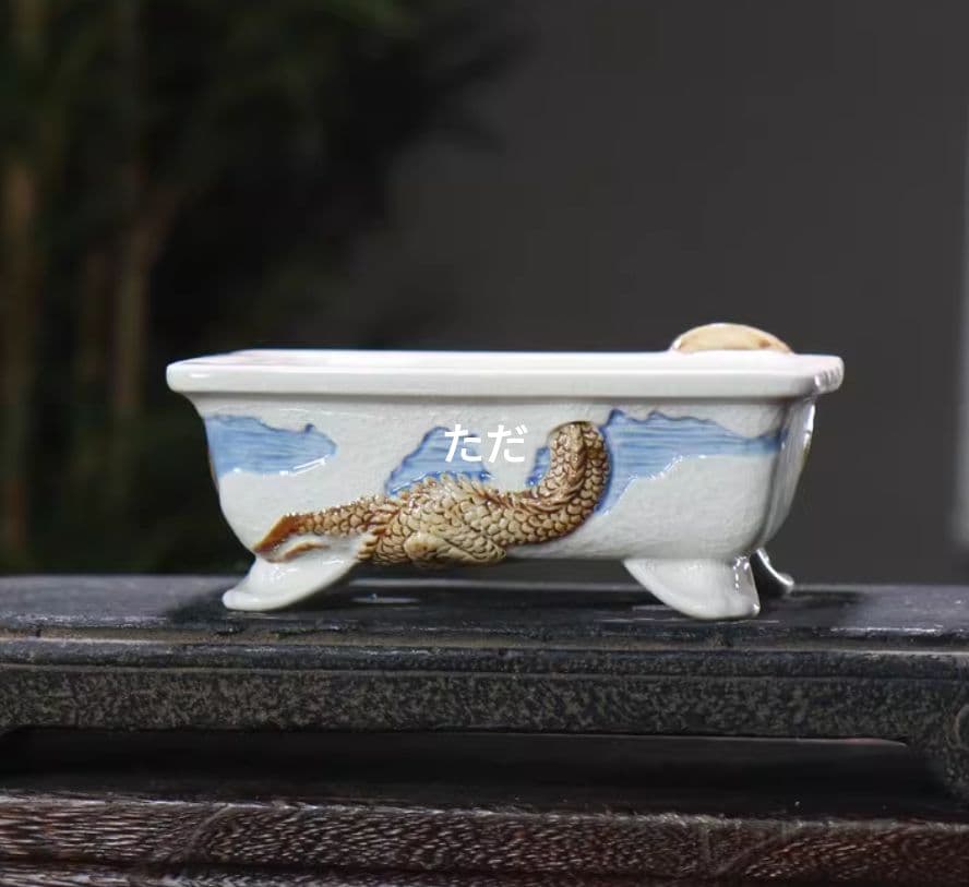 色絵龍盆 青磁鉢 山野草鉢 多肉植物 植木鉢 小品大品盆栽鉢 置物 色を選びます