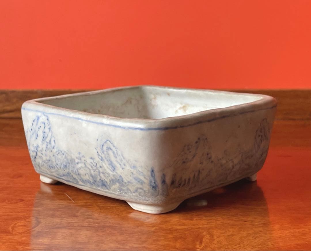 盆栽　鉢　中国鉢　盆栽小鉢 盆栽鉢 ミニ盆栽　烙印あり　風景画