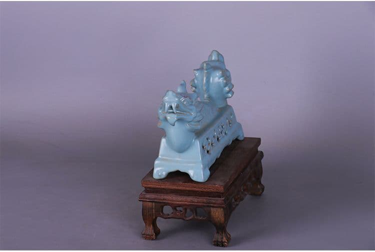 宋汝窯双龍筆架  書道具 文房具 工芸品 美術品 置物