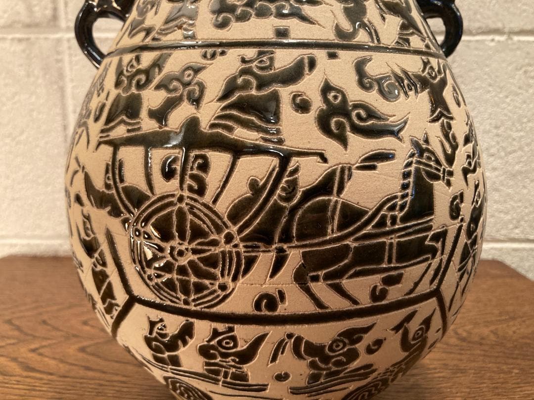 超希少・民藝☆ベトナム ビエンホア陶器／ヴィンテージ／フラワーベース／花瓶