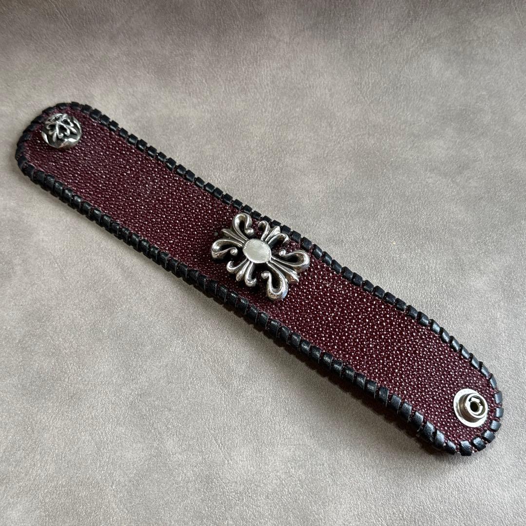 A&G エーアンドジー レザーブレスレット シルバー クロスモチーフ