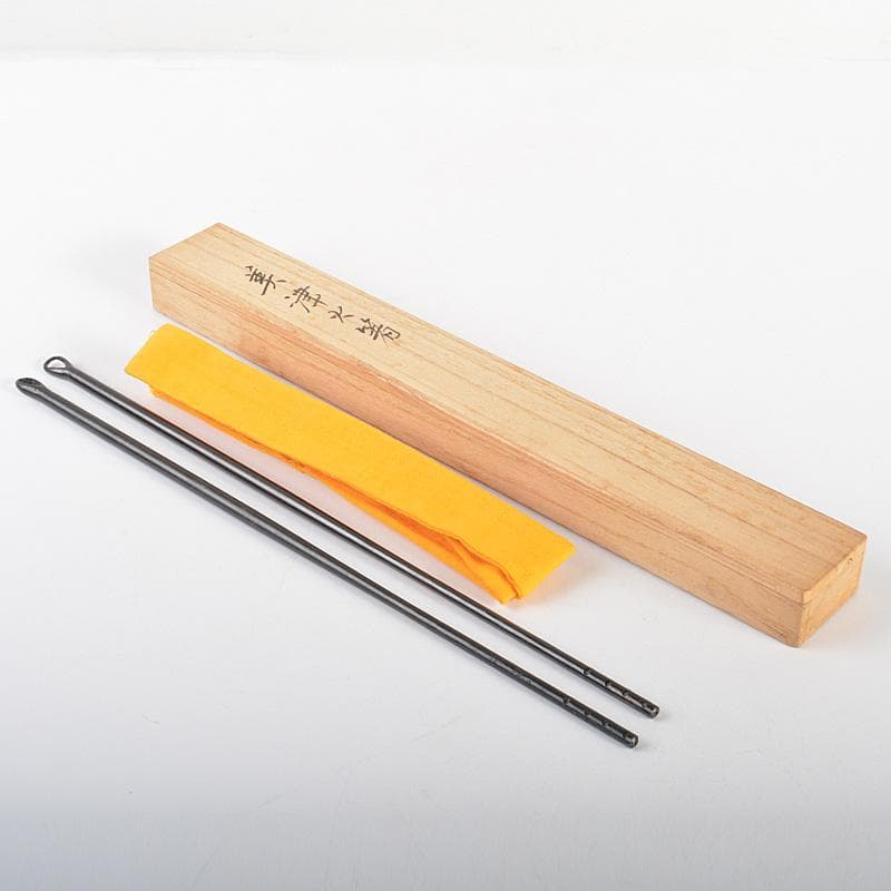 茶道具　御釜師　十二代　加藤忠三郎作　鉄製　美津火箸　共箱　C　6211
