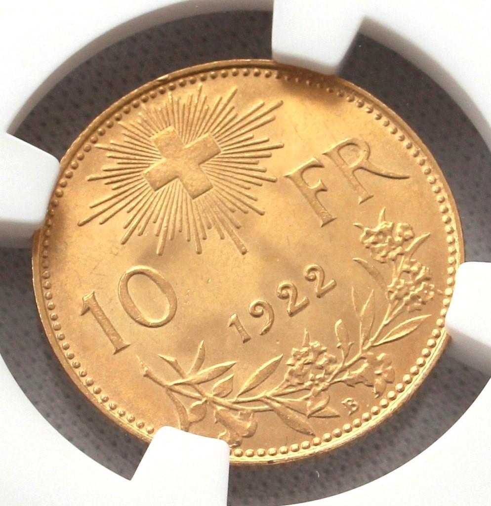 まやさん…！専用　1922年 スイス ブレネリ10フラン 金貨 NGC MS64