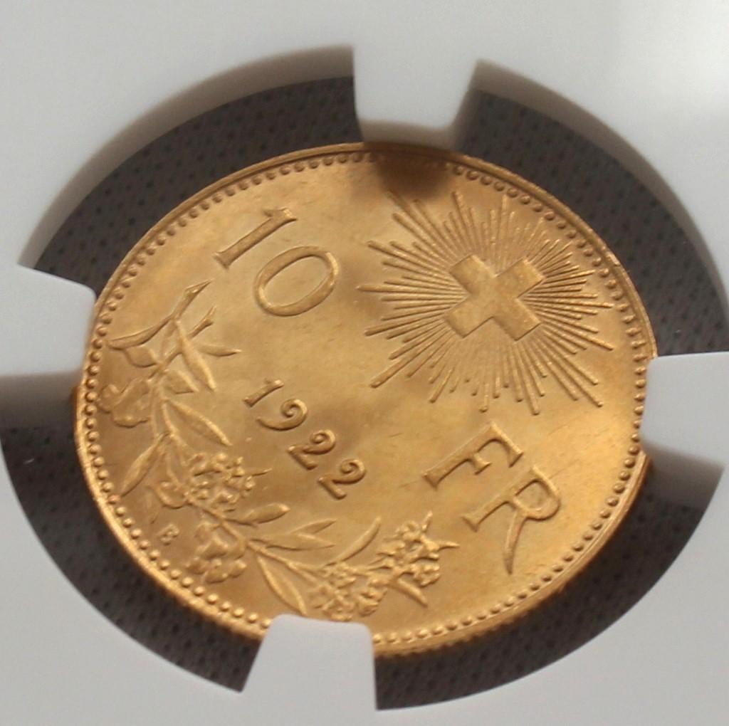 まやさん…！専用　1922年 スイス ブレネリ10フラン 金貨 NGC MS64