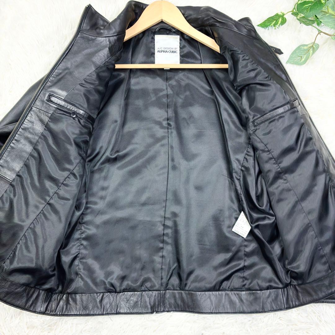 美品　アルファキュービック　ラムレザー　シングルライダース　レザージャケット　M
