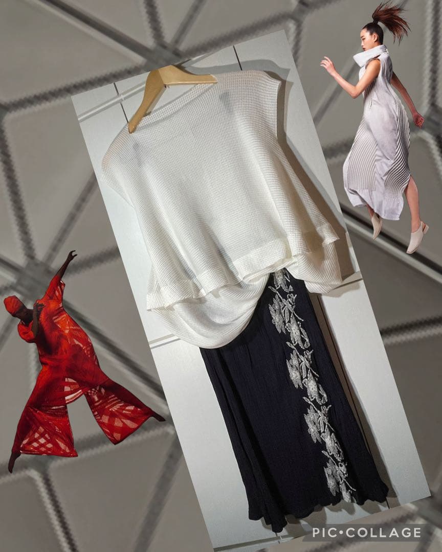 イッセイミヤケ 刺繍スカート 涼 me by issay miyak