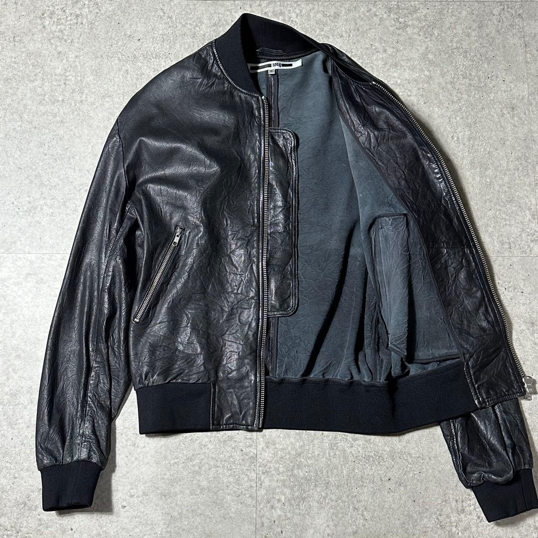 McQ アレキサンダーマックイーン 44 レザー ボンバージャケット 黒