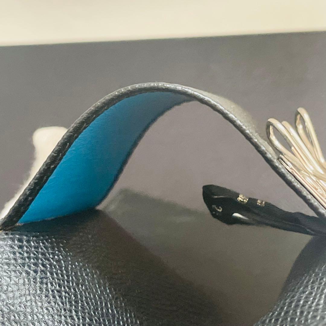 美品　ブルガリ　キーケース　ロゴクリップ　キーホルダー　レザー　黒