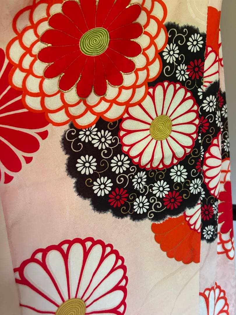 7歳　七五三　ハーフ成人式　アンティーク正絹着物、帯、帯揚げ、帯締め　しごき