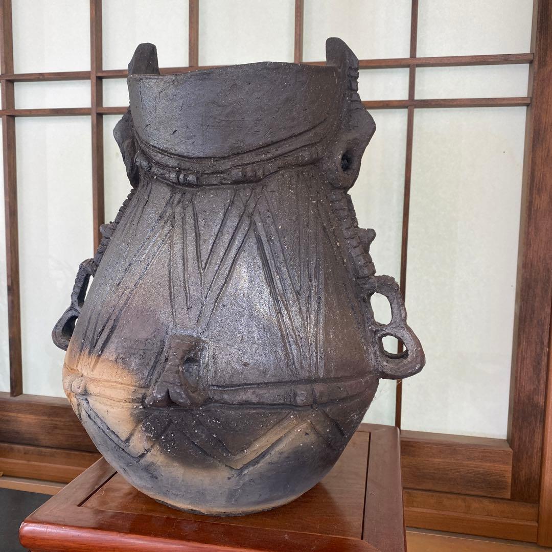 炭化焼成　花瓶　ハンドメイド