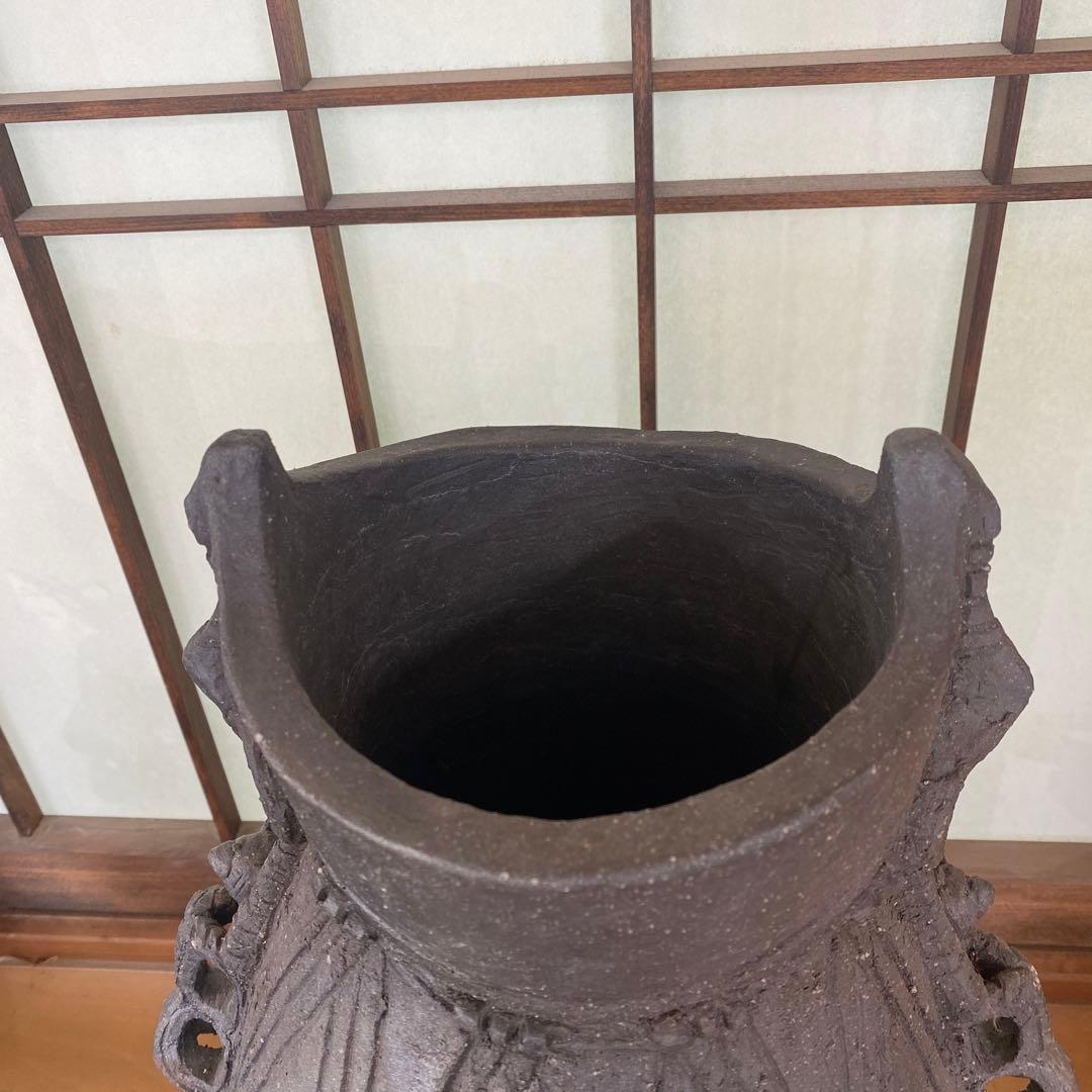 炭化焼成　花瓶　ハンドメイド