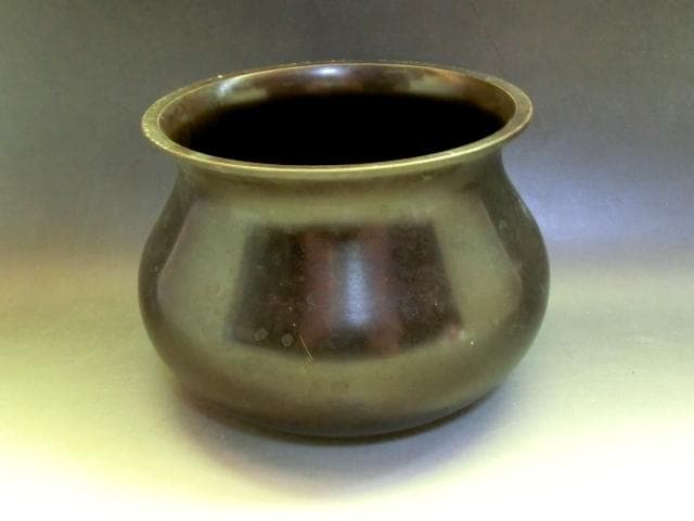 建水■銅製 エフゴ形建水 古箱入 時代箱 お茶道具 煎茶道具 茶こぼし 骨董品■