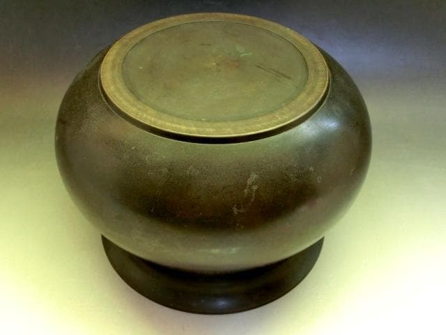 建水■銅製 エフゴ形建水 古箱入 時代箱 お茶道具 煎茶道具 茶こぼし 骨董品■