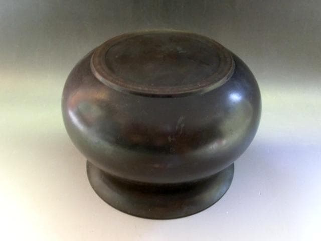 建水■銅製 エフゴ形建水 古箱入 時代箱 お茶道具 煎茶道具 茶こぼし 骨董品■