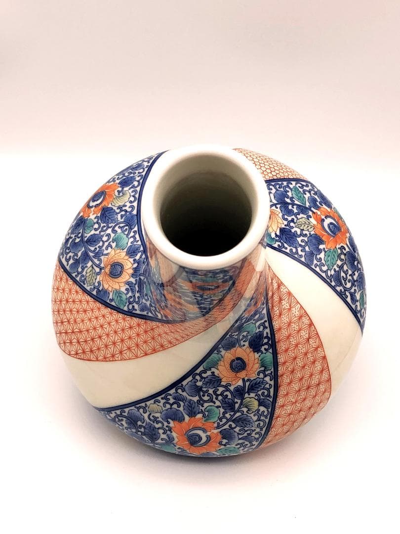 【 鍋島御庭焼 花生 】 捻り地紋 真正品　ご参考＠170万