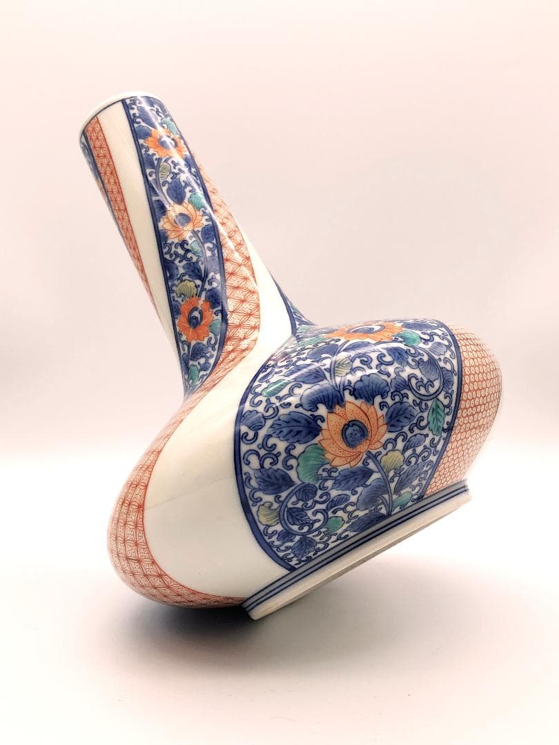 【 鍋島御庭焼 花生 】 捻り地紋 真正品　ご参考＠170万